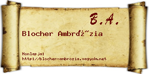 Blocher Ambrózia névjegykártya